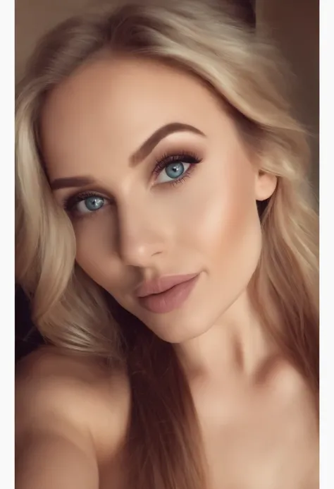 arafed frau voll , Sexy girl with blue eyes, ultra realistisch, Akribisch detailliert, portrait sophie mudd, blonde hair and large eyes, Selfie einer jungen Frau, Augen im Schlafzimmer, Violet Myers, ohne Make-up, Natural makeup, Blick direkt in die Kamera...