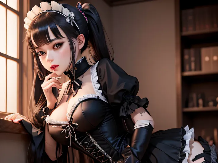 Maids　Cosplay　Gothic lolita　long boots　prostitution　Odious　seductiv　japanes　sexual harassment　Cute　Sex shop　poneyTail　Live-action style　Stir up libido