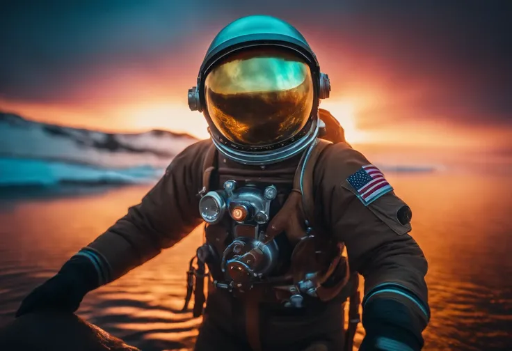 an steampunk astronaut adrift in a sea of ​​auroras, colorful aurora in the space, realistic photography, dramatic moment, dynamic composition, detailed astronaut, perfect object, highly detailed, 128k resolution, HDR, ultra hd, masterpiece photography, 50...