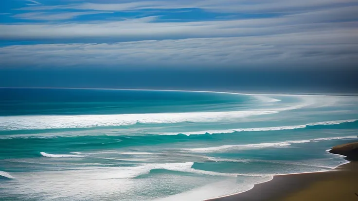 Fotografia de uma praia, areal mar ao fundo