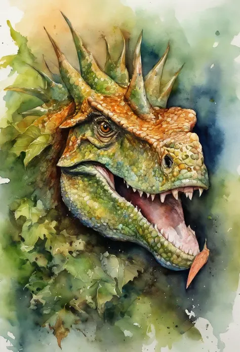 Tiranossauro rex, aquarela, corpo inteiro