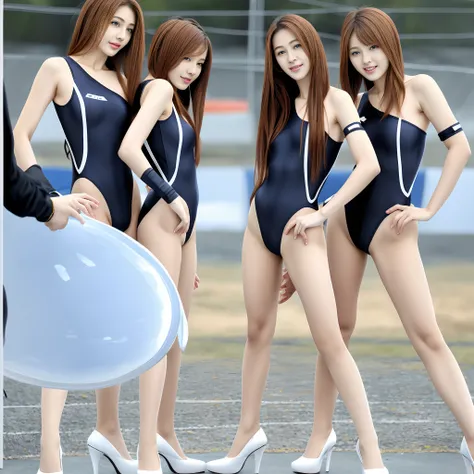 Super High Leg Competitive Swimsuit Black、Colossal tits、vests、Crotch Superbite、Savage competition swimsuit、Im wearing pin heels、8K、broach、Plain competitive swimwear、One-shoulder competitive swimsuit