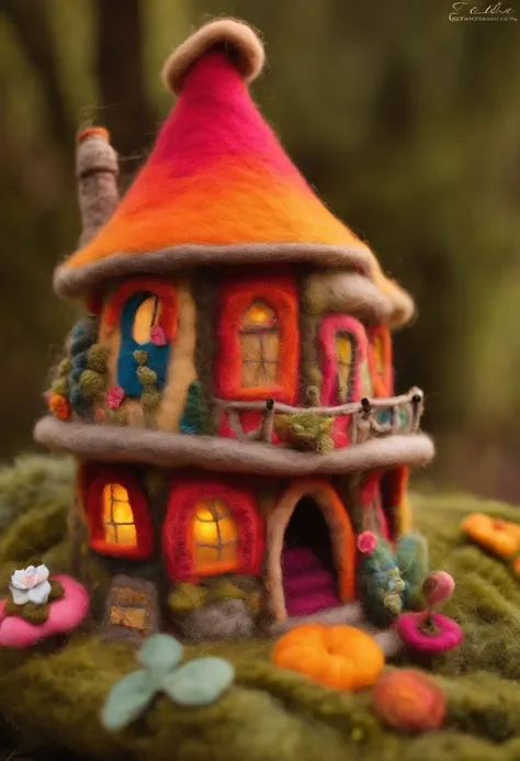 Felted wool house, Colorful and cozy，Whimsical Wonderland