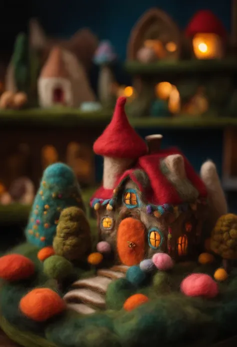 Felted wool house, Colorful and cozy，Whimsical Wonderland