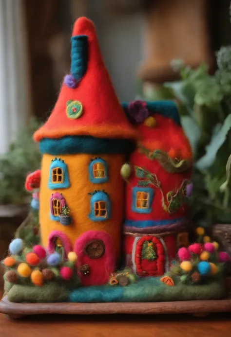 Felt wool house, Extremely colorful，cozily，A whimsical wonderland，Rich in color