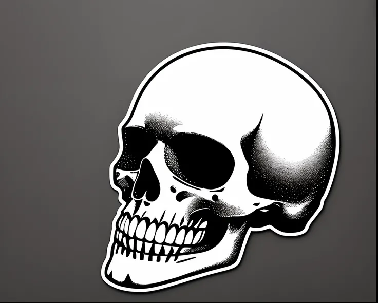 Scull sticker, black and white