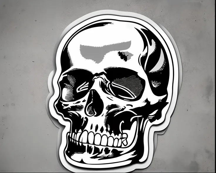 Scull sticker, black and white