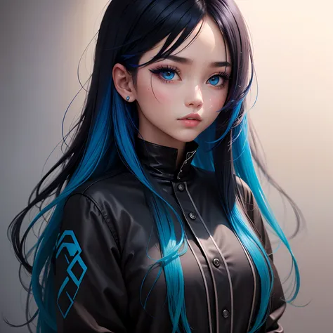 Black and blue gradient hairdressed girl