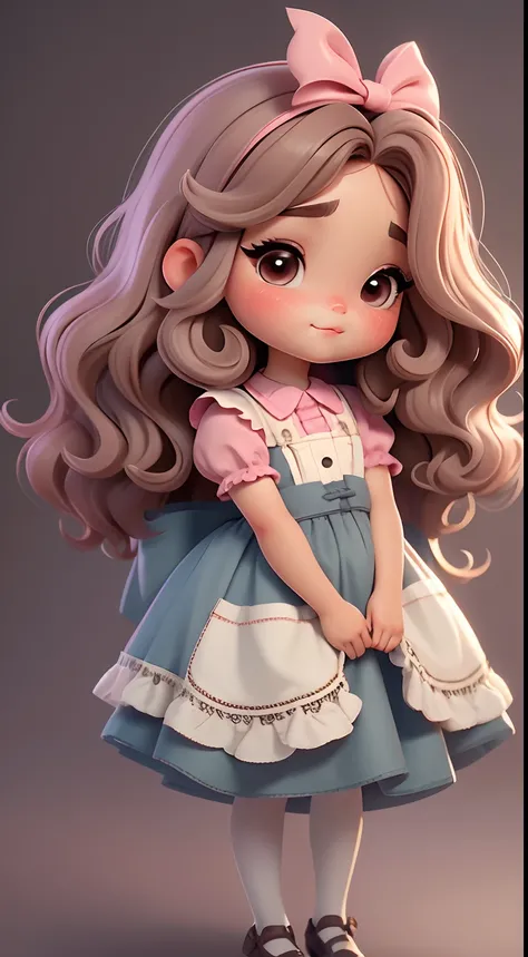 Create a series of chibi style dolls with a cute vintage chic theme, each with lots of detail and in an 8K resolution. All dolls should follow the same solid background pattern and be complete in the image, mostrando o (corpo inteiro, incluindo as pernas: ...