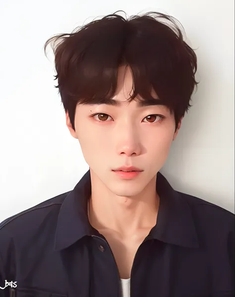 a close up of a person with a jacket on and a white wall, kim doyoung, jungkook, hyung tae, taejune kim, with short hair, jinyoung shin, sun yunjoo, shin jeongho, he has short curly brown hair, wan adorable korean face, hyung tae kim, with cute - fine - fa...