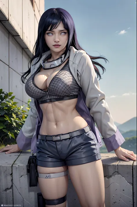 Unbeatable masterpiece, CG 8k ultrarrealista, arte perfeita, super detailed rendering, obra-prima, alta qualidade, alta resolução, detail maniac, highes definition, alta qualidade, rosto detalhado, membros detalhados do corpo, 1girl, solo, Hinata Hinata (N...