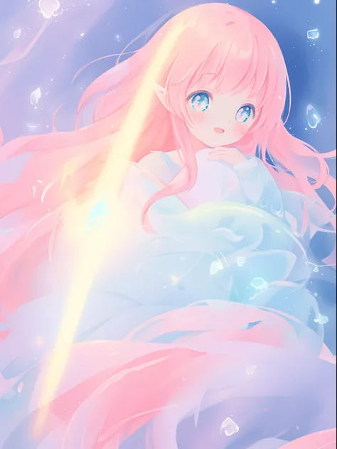 beautiful anime girl in colorful dress made of water, vibrant pastel colors, (colorful), magical liquid lights, colorful long hair made of liquid light, sparkling lines of light, inspired by Glen Keane, inspired by Lois van Baarle, disney art style, by Loi...