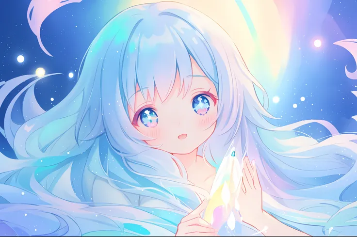 beautiful anime girl in colorful dress made of water, vibrant pastel colors, (colorful), magical liquid lights, colorful long hair made of liquid light, sparkling lines of light, inspired by Glen Keane, inspired by Lois van Baarle, disney art style, by Loi...