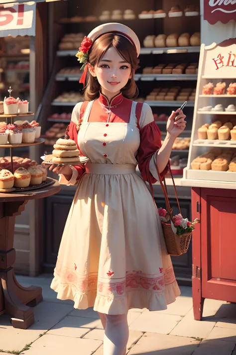 Vintage pastry，Pastry，Spring festival，UE5，Big red