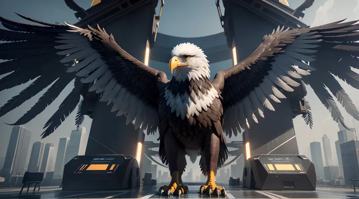 Create an image of a futuristic eagle, realista, Cinematic 8K