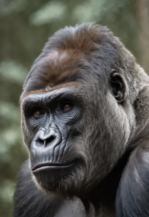 Photorealistic, 8k, cmyk+, extreme close up old gorilla with wrinkled facial skin