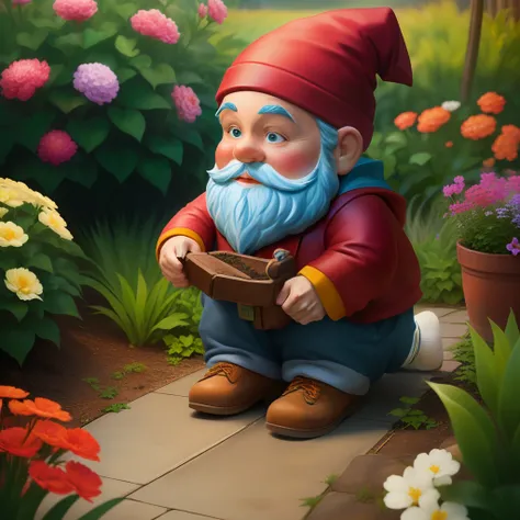 Garden gnome stealing socks