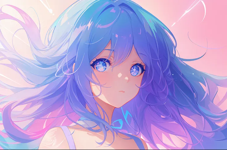 anime, beautiful girl portrait, glowing ethereal hair, anime girl with cosmic hair, beautiful young wind spirit, beautiful anime art style, beautiful digital illustration, inspired by Glen Keane, inspired by Lois van Baarle, disney art style, glowing aura ...