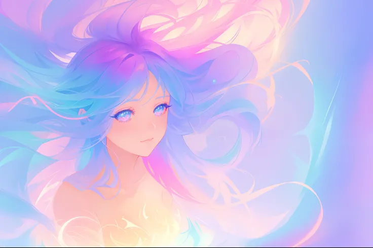 beautiful anime girl, portrait, vibrant pastel colors, (colorful), magical lights, long flowing colorful hair, inspired by Glen Keane, inspired by Lois van Baarle, disney art style, by Lois van Baarle, glowing aura around her, by Glen Keane, jen bartel, gl...