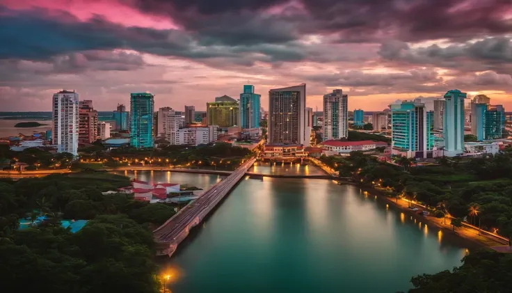 Cidade, St. Louis, Maranhao, Brasil, aspecto Retrowave.