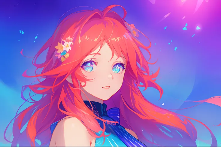 beautiful girl portrait, vibrant pastel colors, (colorful), magical lights, long flowing red hair, inspired by Glen Keane, inspired by Lois van Baarle, disney art style, by Lois van Baarle, glowing aura around her, by Glen Keane, jen bartel, glowing lights...