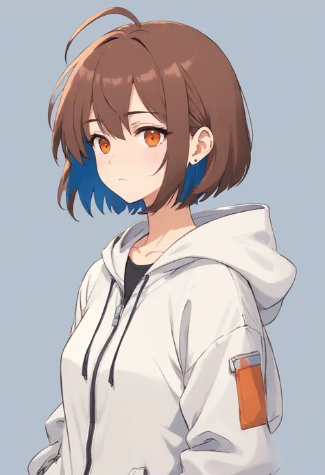 1girl, absurdres, bandaged_neck, Bandage, black_hoodie, black_mask, blue_archive, brown_hair, closed_mouth, collarbone, earrings, empty_eyes, halo, highres, hood, hood_down, hoodie, jacket, jacket_over_hoodie, jewelry, long_sleeves, looking_at_viewer, mask...