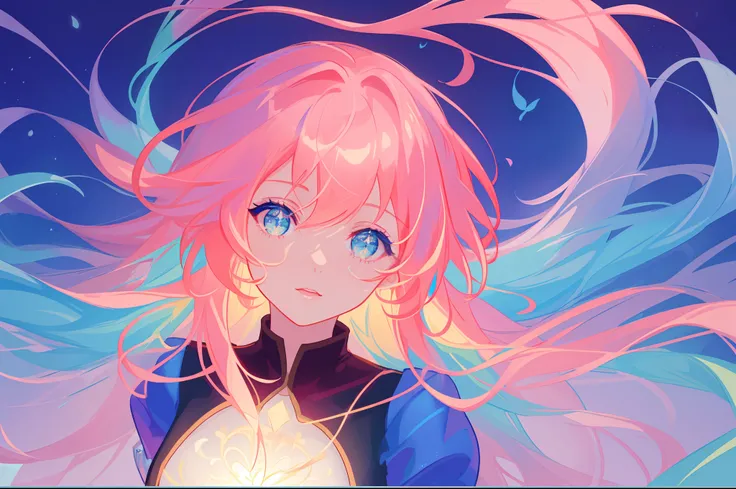 beautiful girl , vibrant pastel colors, (colorful), magical lights, long flowing red hair, inspired by Glen Keane, inspired by Lois van Baarle, disney art style, by Lois van Baarle, glowing aura around her, by Glen Keane, jen bartel, glowing lights! digita...