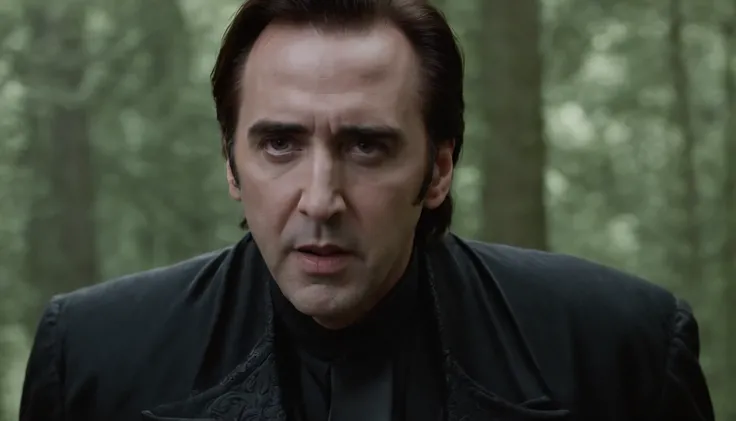 Nicolas Cage como vampiro, atacando jovem loira