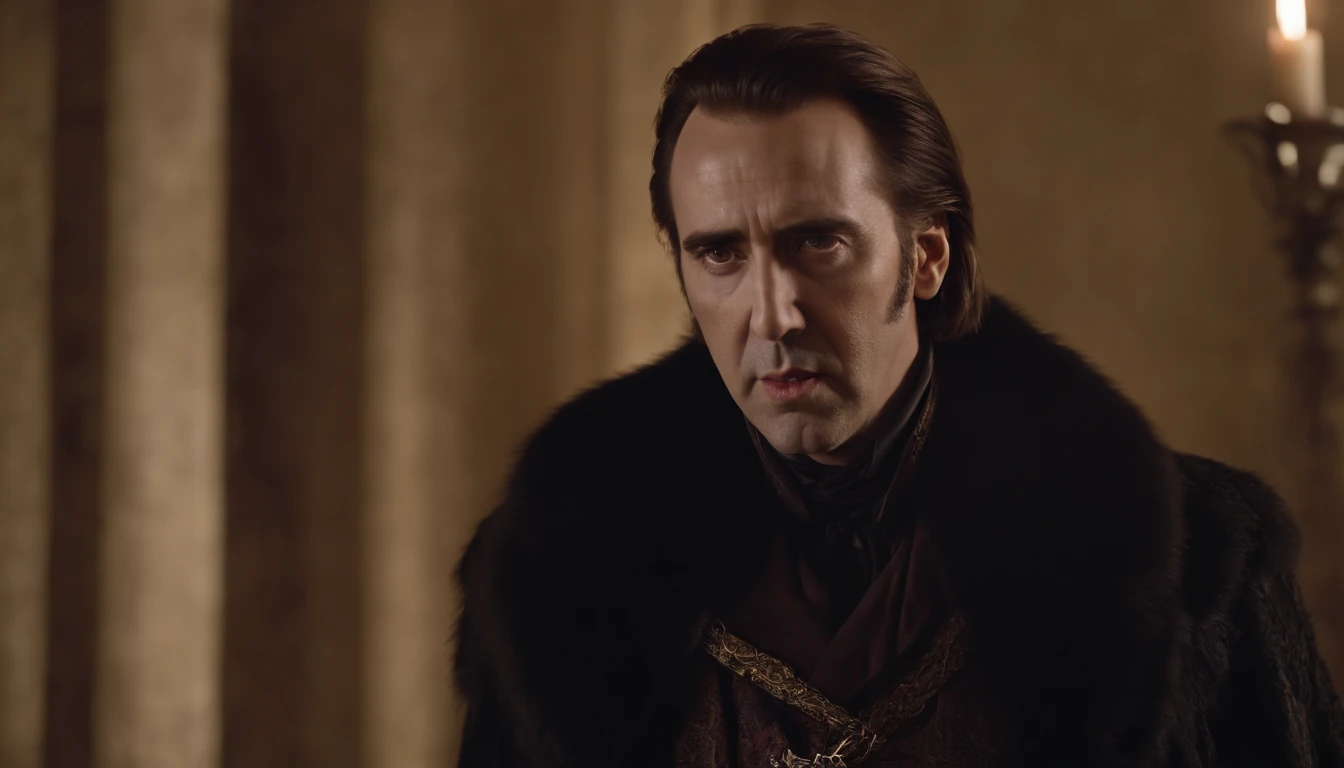 Nicolas Cage como vampiro, atacando jovem loira