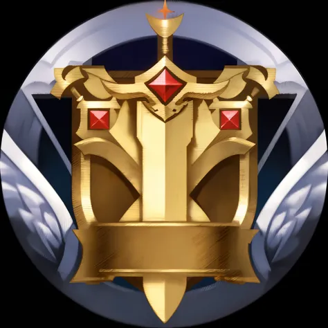 The Golden Shield，He wears three swords and wings，medal,