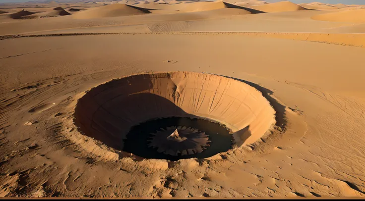 an immense crater in flames in the middle of the Karakum desert