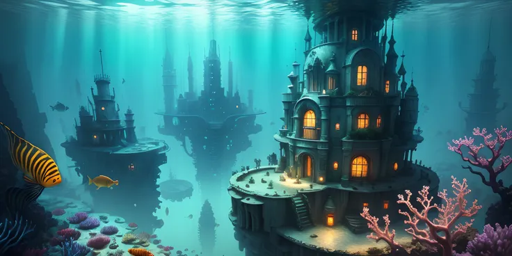 underwater city colorful