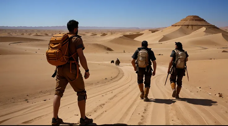 Royal expedition to the Karakum desert, con escenas de exploradores llegando al lugar.