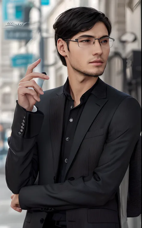 Boy in black hat with black suit and overcoat with tired features and dark circles realisti с face 8k ultra]