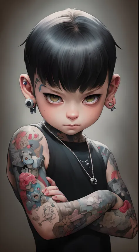 a drawing of a boy with a tattoo on his arm, guviz-style artwork, lovely digital painting, inspired by hikari shimoda, cute deta...