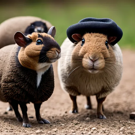 Gerbil black sheep with a hat, midget sheep