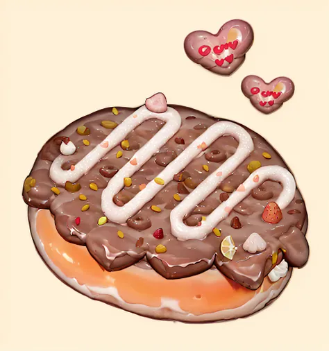 Close up of frosting and heart-shaped donut on yellow background, donut, 🐿🍸🍋, Powerful donuts, resin, 🥥 🍕 blend, eating a donut, blender donut, vanilla, ❤🔥🍄🌪, 🎀 🧟 🍓 🧚, 🪔 🎨;🌞🌄, oh oh oh，ys, spilled, caramel