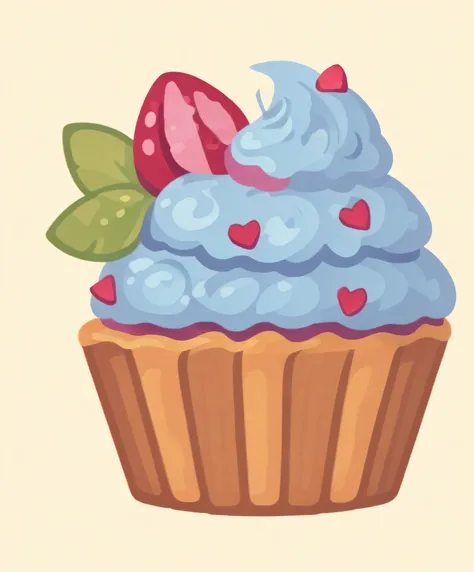 Cupcake close-up，Strawberries on top, Cupcakes, 🐿🍸🍋, 🎀 🧟 🍓 🧚, Colorful cupcakes, cutecore, eating a cake, resin, Cake in hand, 🍸🍋, 😃😀😄☺🙃😉😗, !!high detalisation, kawaii, 🎀 🗡 🍓 🧚, Confectionery, Delicious