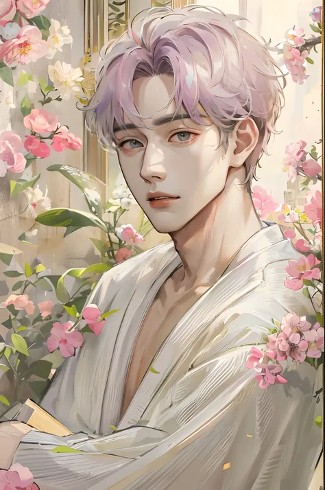 Absurdres, Masterpiece, Best quality, light colors, pastel colors, male, boy, korean boy with handsome face , a character from kdrama, big eyes, topless