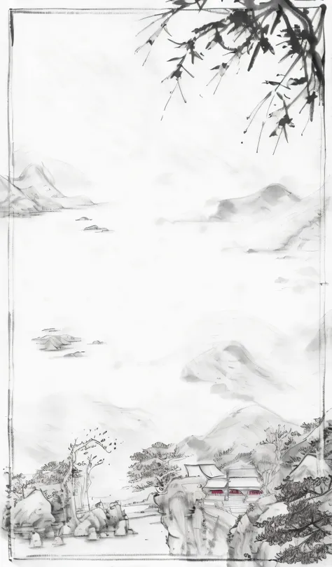 Pure background image Chinese style painting, detailed scenic view, Chinese painting style, Chinese watercolor style, chinese brush pen illustration, full page illustration, Traditional Chinese Ink Painting, beautiful high resolution, Chinese landscape, A ...