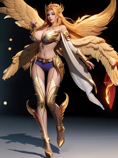 1GIRL, SOLO, COQUETTE, (LONG HAIR, HAIR ORNAMENT, NECKLACE), (HUGE FAKE BOOBS:1.3), (STREET CITY BACKGROUND), (FUTURISTIC PHOENIX MECHA CROP TOP, ROYAL CAPE, CLEAVAGE:1.2), (SKINTIGHT YOGA HOTPANTS, HIGH HEELS:1.2), (PERFECT BODY, FULL BODY VIEW:1.5), (LOO...