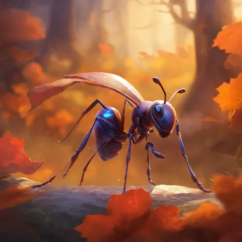 An ant，in a halloween style，Center composition，（tmasterpiece，Best quality：1.2），the best lights，The best shadow，Render the background, stylized 3d render