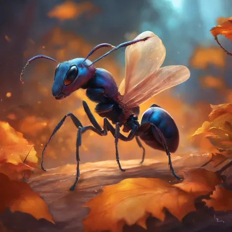 An ant，in a halloween style，Center composition，（tmasterpiece，Best quality：1.2），the best lights，The best shadow，Render the background, stylized 3d render