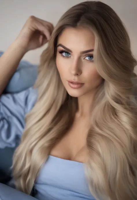 Frau mit Kuscheldecke auf Couch, Sexy girl with blue eyes, portrait sophie mudd, portrait corinna kopf, blonde hair and large eyes, Selfie einer jungen Frau, Augen, Violet Myers, ohne Make-up, Natural makeup, Blick direkt in die Kamera, Gesicht mit Artgram...