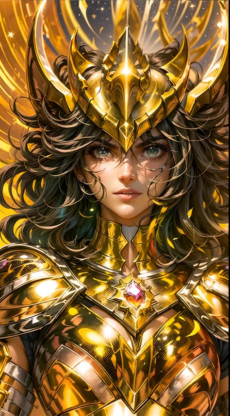 a beautiful female saint seiya, seductive body,in a bright movie light, a highly detailed depiction of saint seiya in their icon...