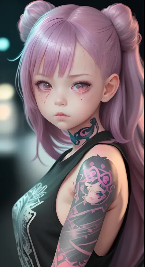 Close-up of a young girl with a tattoo on her arm, Guviz-style artwork, Kawaii realistic portrait, Inspired by WLOP, style of wlop, Loish et WLOP, 8K high quality detailed art, : : 5, detailed portrait of an anime girl, wlop loish and clamp style, Guviz