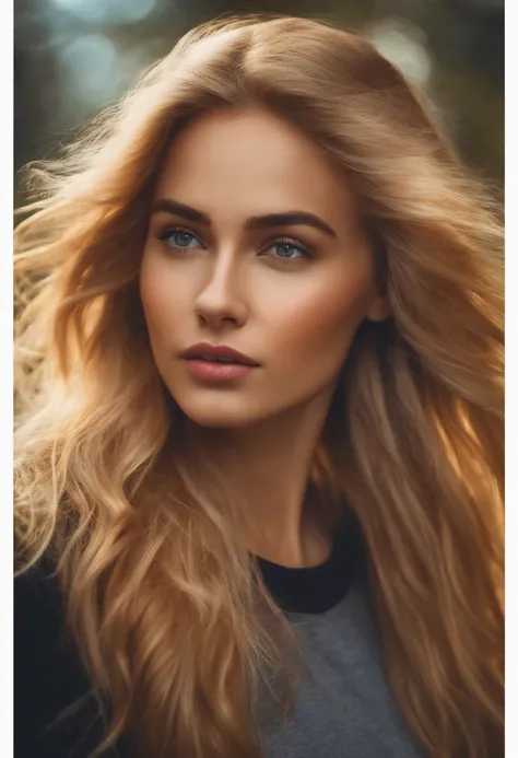 chica realista, rubia ,pelo largo, con una flor entre el pelo, con sudadera