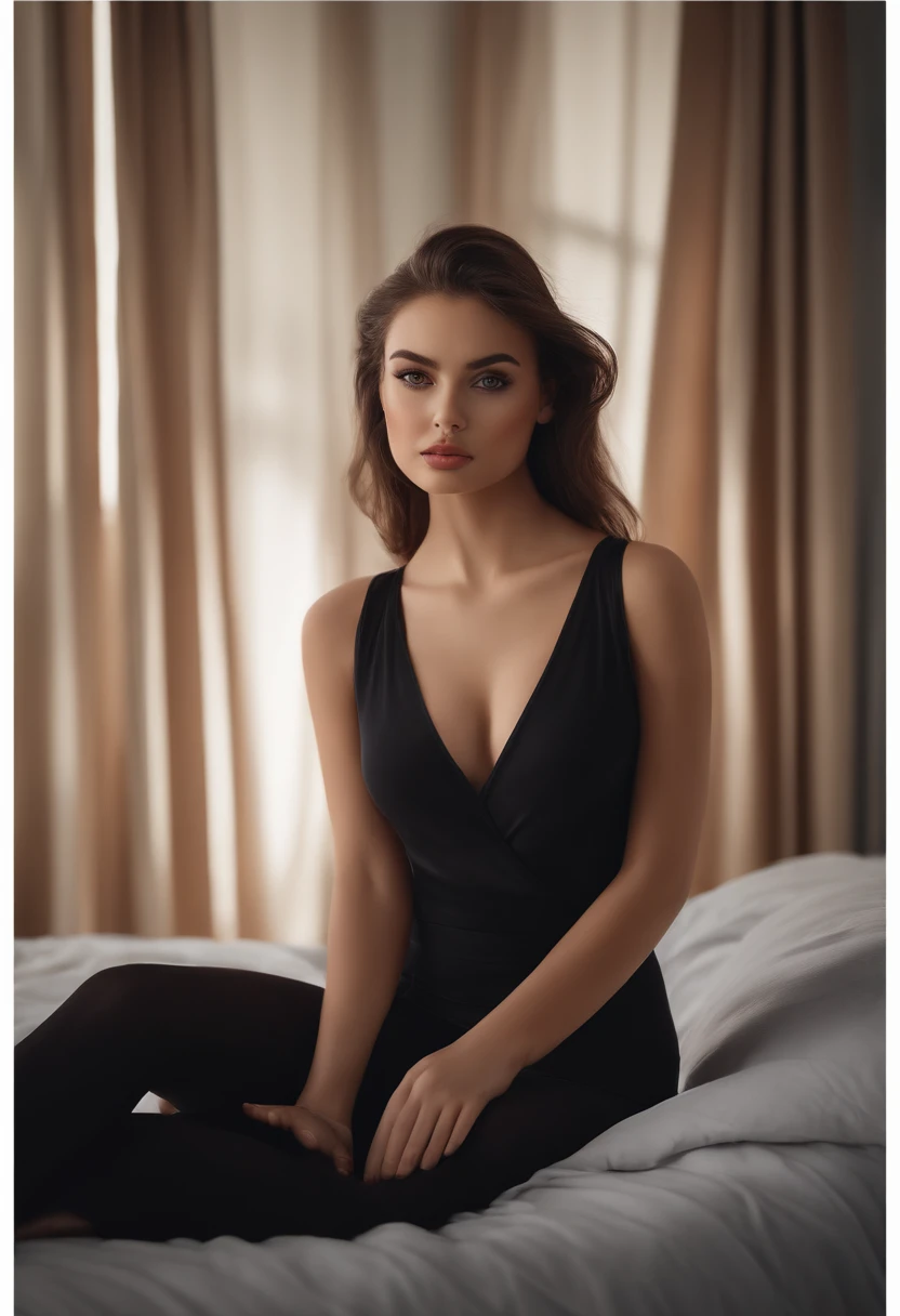 Complete Alphad woman , Sexy girl with brown eyes, ultra-realistic realism, detailed meticulous, portrait sophie mudd, brown hair and large eyes, selfie of a young woman, Dubai Eye, Violet Myers, Make-up-free, natural makeup, staring right into camera, fac...