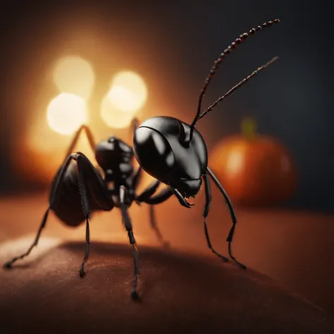 An ant，Profile，in a halloween style，Center composition，（tmasterpiece，Best quality：1.2），the best lights，The best shadow，Render the background, stylized 3d render