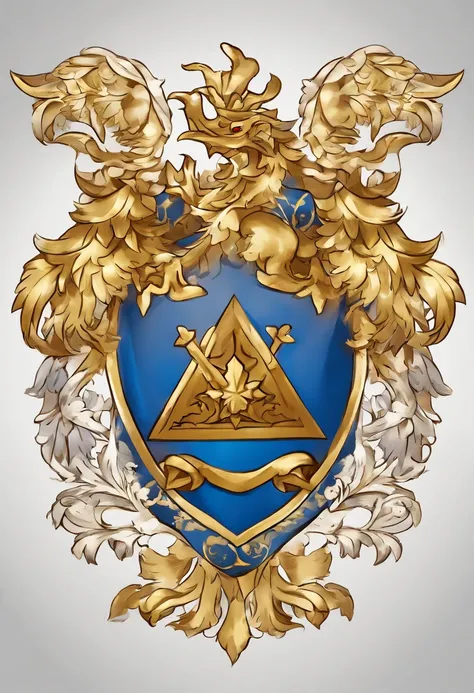 Gold and blue academic coat of arms on silver background